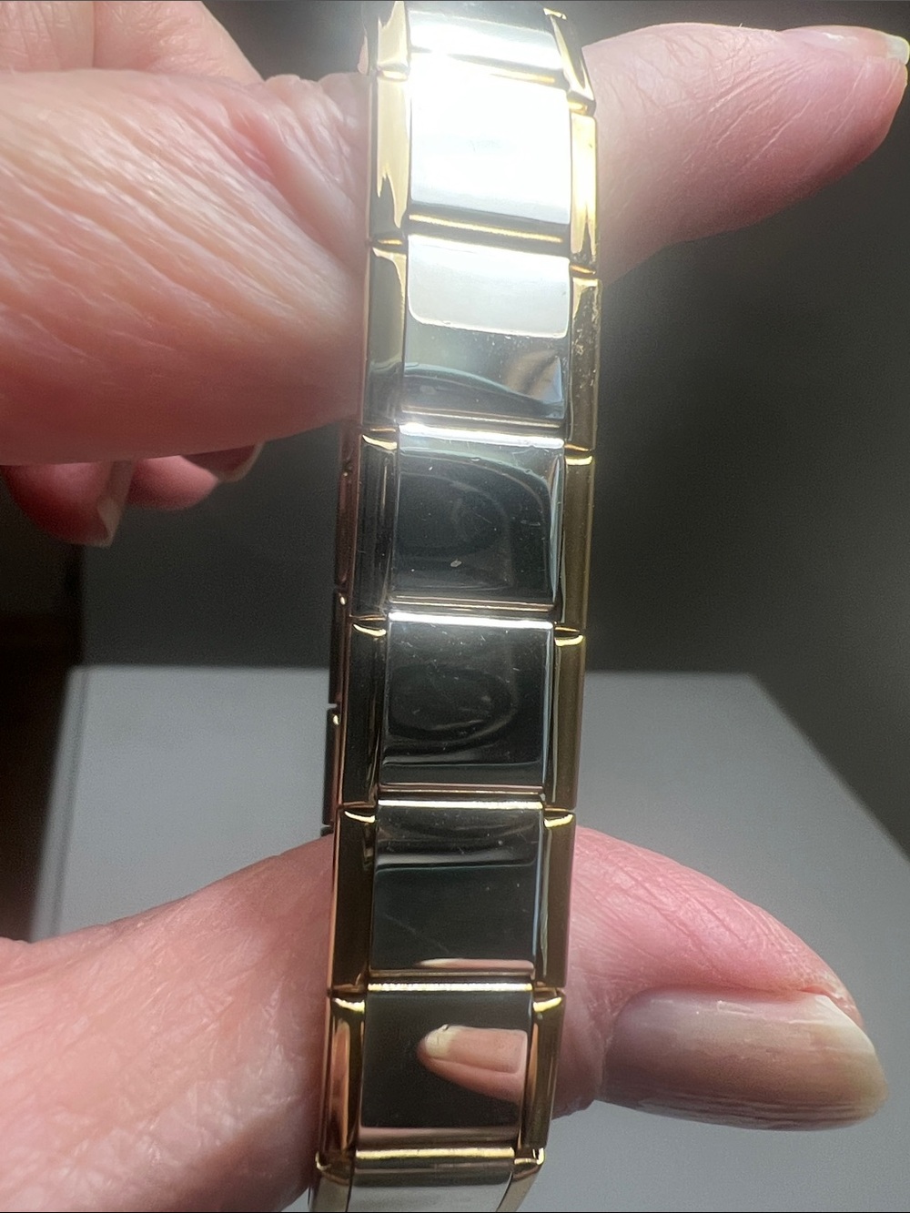 Two-Tone Gold and Silver Link Stretchy Bracelet - Vintage